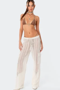 Ines Crochet Low Rise Cargo Pants