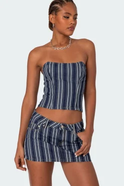 Inez Striped Denim Corset
