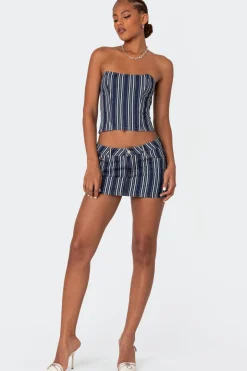 Inez Striped Denim Corset
