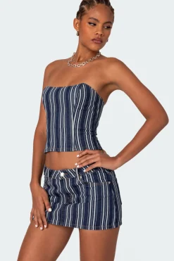 Inez Striped Denim Corset