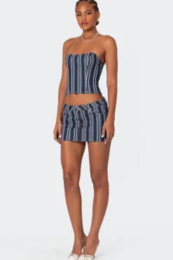 Inez Striped Denim Corset