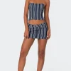 Inez Striped Denim Mini Skirt