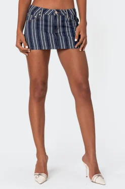 Inez Striped Denim Mini Skirt