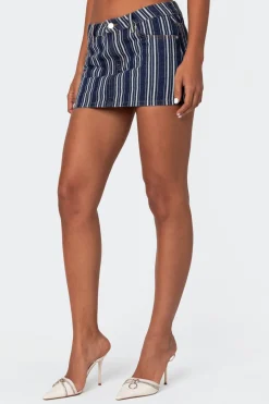 Inez Striped Denim Mini Skirt