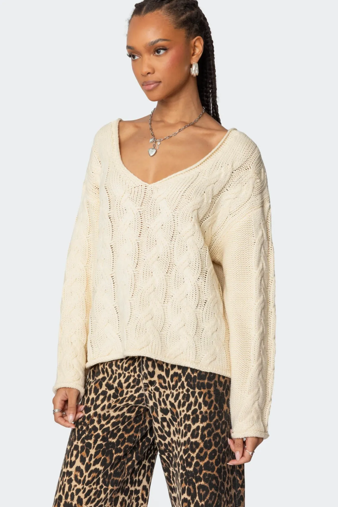 Inga Oversized Cable Knit Sweater