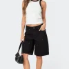 Jacqui Low Rise Denim Bermuda Shorts