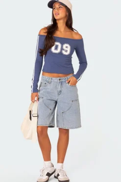 Jacqui Low Rise Denim Bermuda Shorts