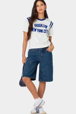 Jacqui Low Rise Denim Bermuda Shorts