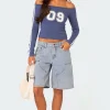 Jacqui Low Rise Denim Bermuda Shorts