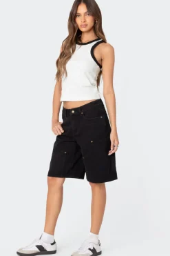 Jacqui Low Rise Denim Bermuda Shorts