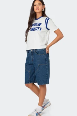Jacqui Low Rise Denim Bermuda Shorts