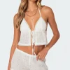 Jael Tie Front Eyelet Halter Top