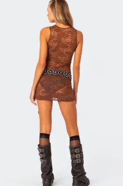 Janina Sheer Lace Mini Dress