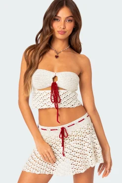Jaslene Strapless Crochet Top