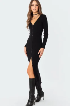 Jazlyn Knitted Button Up Maxi Dress