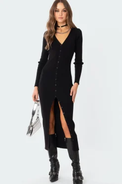 Jazlyn Knitted Button Up Maxi Dress