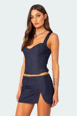 Jemma Lace Up Denim Corset