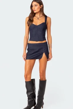 Jemma Lace Up Denim Corset
