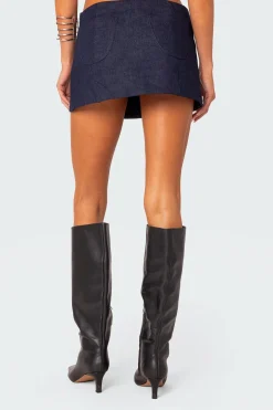 Jemma Side Slit Denim Mini Skirt