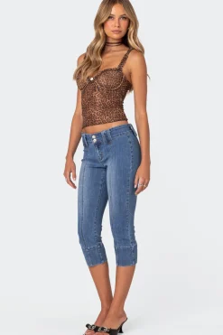 Jesse Low Rise Washed Capri Jeans