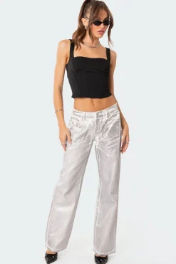 Jolene Metallic Low Rise Jeans