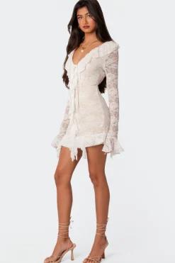 Josephine Ruffle Lace Mini Dress
