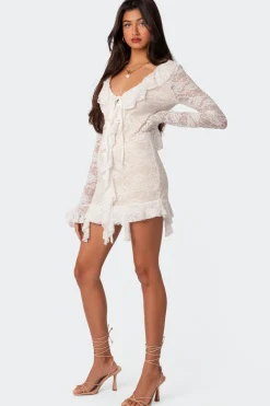 Josephine Ruffle Lace Mini Dress