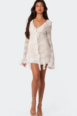 Josephine Ruffle Lace Mini Dress