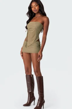 Joy Asymmetric Sheer Mesh Tube Top