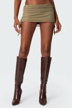 Joy Sheer Mesh Drawstring Mini Skirt