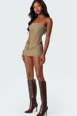 Joy Sheer Mesh Drawstring Mini Skirt