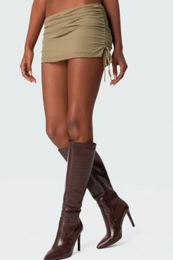 Joy Sheer Mesh Drawstring Mini Skirt