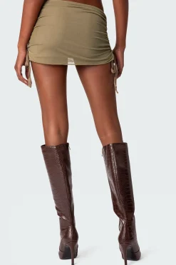 Joy Sheer Mesh Drawstring Mini Skirt