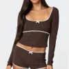 Juliana Polka Dot Ribbed Top