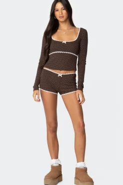 Juliana Polka Dot Ribbed Shorts