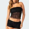 Julianna Sheer Ruffle Tube Top