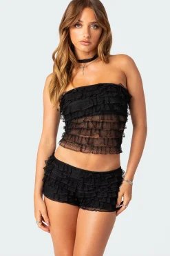 Julianna Sheer Ruffle Tube Top