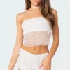 Julianna Sheer Ruffle Tube Top