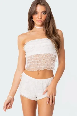 Julianna Sheer Ruffle Tube Top
