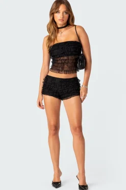 Julianna Sheer Ruffle Tube Top
