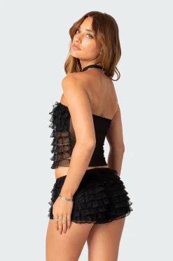 Julianna Sheer Ruffle Tube Top
