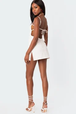 Juliette Embroidered Open Back Mini Dress