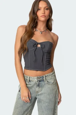 June Tie Front Strapless Corset