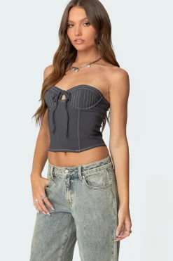 June Tie Front Strapless Corset