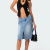 Junia Slitted Denim Midi Skirt