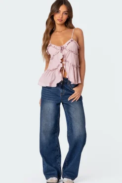 Juniper Tie Front Ruffled Top