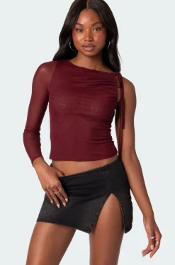 Jupiter One Shoulder Mesh Top