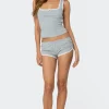 Kadence Ruched Lace Trim Shorts