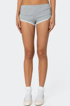 Kadence Ruched Lace Trim Shorts