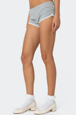 Kadence Ruched Lace Trim Shorts